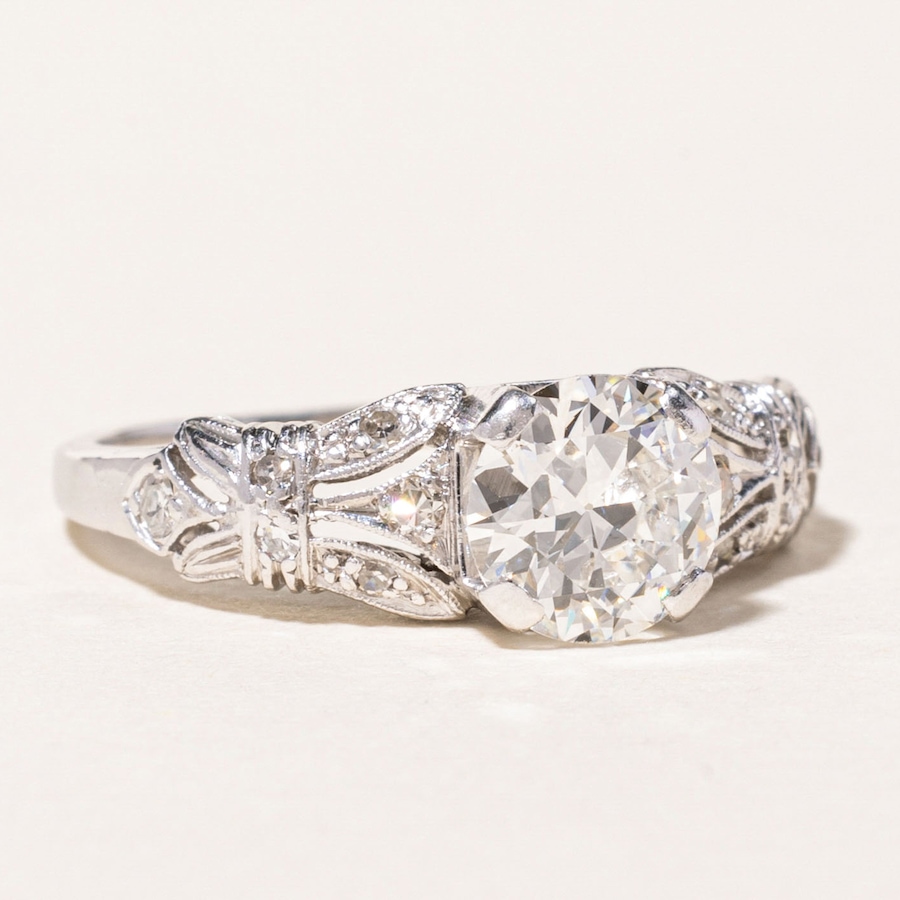 Image 746073_ALTMORE1.jpg, Product 746-073 / Price $6,888.00, Estate Originals Custom Made Platinum 1.00 av. ctw Art Deco Ring with 0.90-Carat Old European-Cut Centrestone from Estate Originals on TSC.ca's Jewellery department