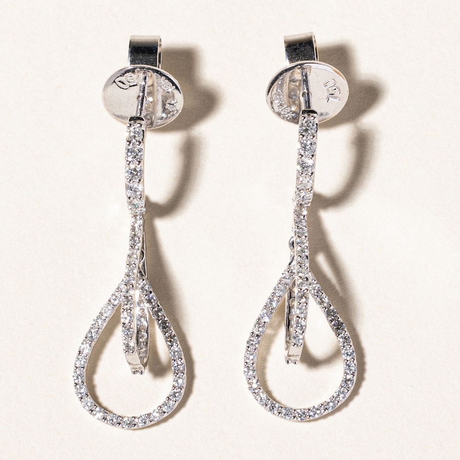 Image 746076.jpg, Product 746-076 / Price $2,795.00, Estate Originals 18K White Gold 0.96 ctw Fancy Design Diamond Drop Earrings from Estate Originals on TSC.ca's Jewellery department