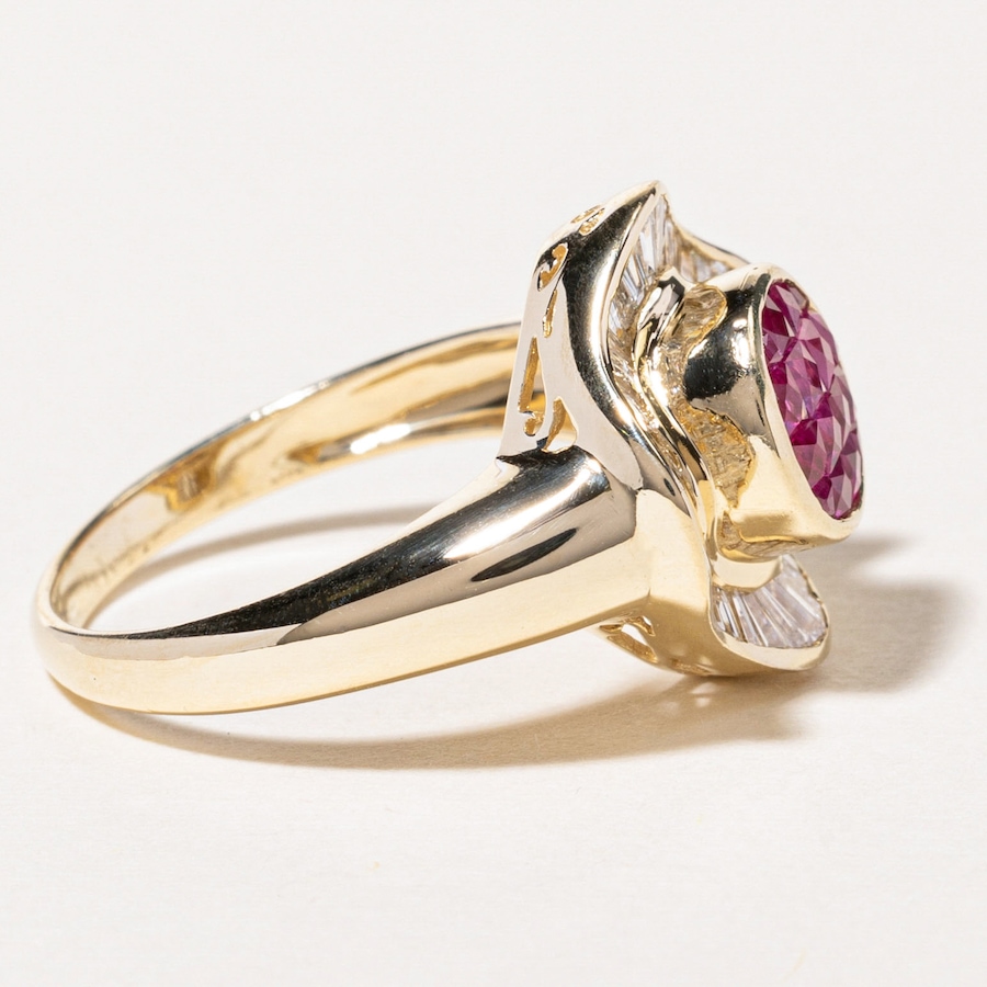 Image 746077_ALTMORE2.jpg, Product 746-077 / Price $4,995.00, Estate Originals Custom Made 14K Yellow Gold Custom-Cut Pink Sapphire and Baguette-Cut Diamond Ballerina Ring from Estate Originals on TSC.ca's Jewellery department