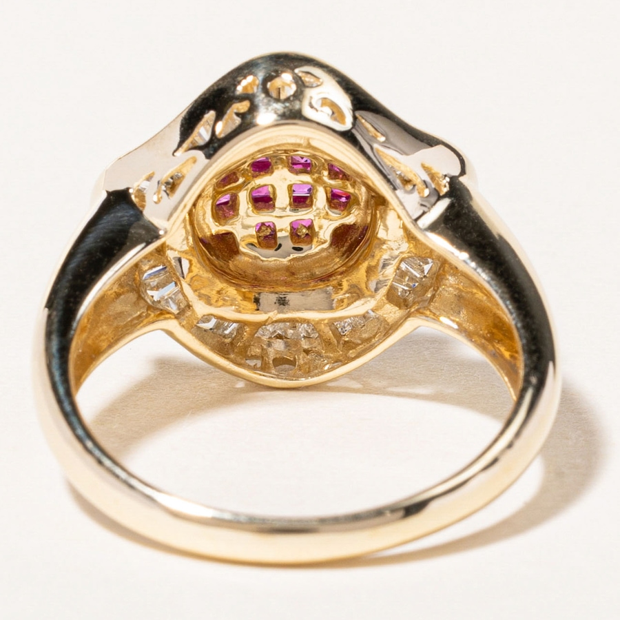 Image 746077_ALTMORE3.jpg, Product 746-077 / Price $4,995.00, Estate Originals Custom Made 14K Yellow Gold Custom-Cut Pink Sapphire and Baguette-Cut Diamond Ballerina Ring from Estate Originals on TSC.ca's Jewellery department