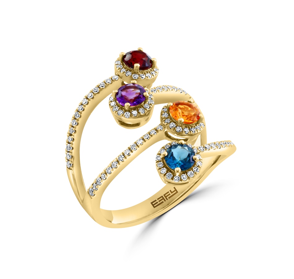 Image 746177.jpg, Product 746-177 / Price $2,399.99, EFFY 14K Yellow Gold Multi Gemstone & Diamond Bypass Ring from Effy Jewellery on TSC.ca's Jewellery department