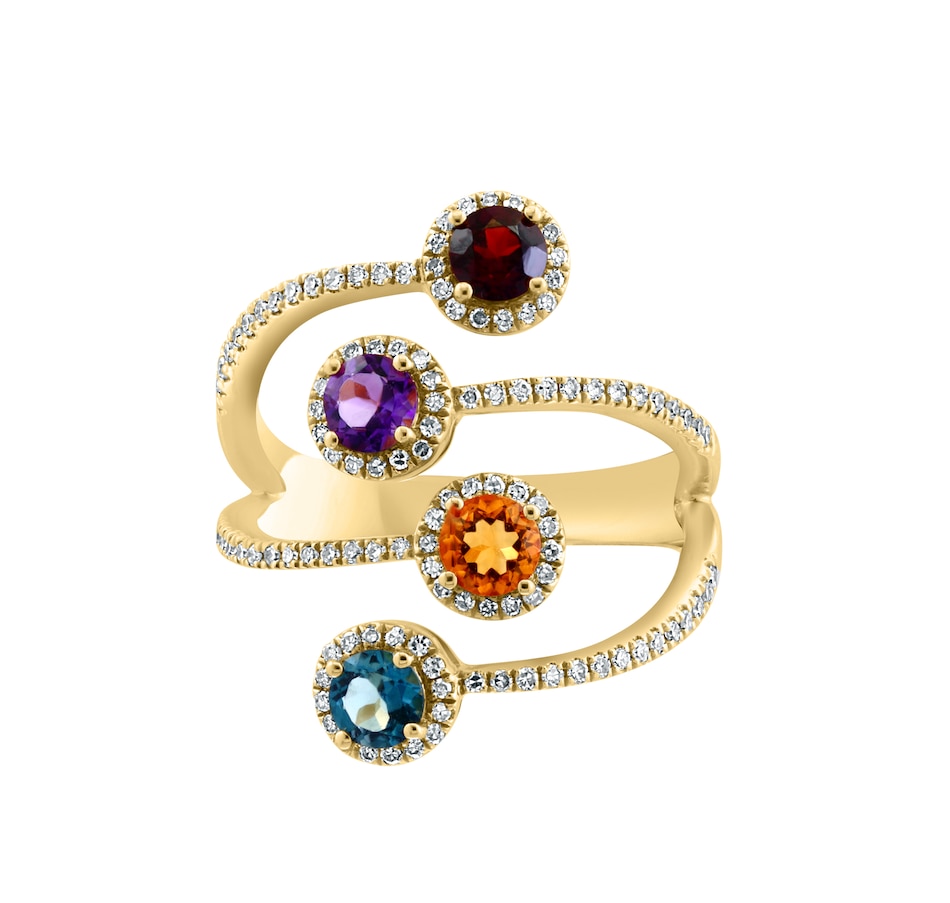 Image 746177_ALTMORE1.jpg, Product 746-177 / Price $2,399.99, EFFY 14K Yellow Gold Multi Gemstone & Diamond Bypass Ring from Effy Jewellery on TSC.ca's Jewellery department