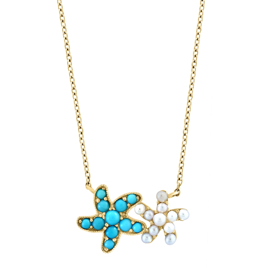 Image 746184_ALTMORE1.jpg, Product 746-184 / Price $1,699.99, EFFY 14K Yellow Gold Freshwater Pearl & Turquoise Starfish Pendant Necklace from Effy Jewellery on TSC.ca's Jewellery department