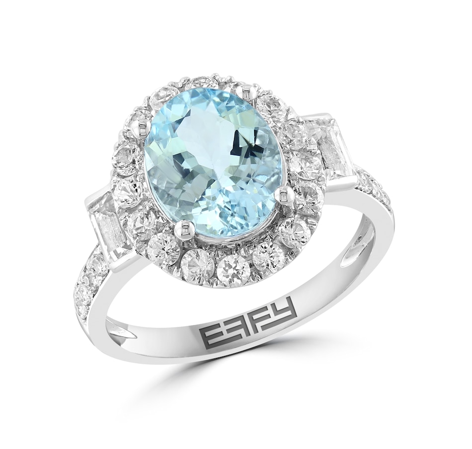 Image 746190.jpg, Product 746-190 / Price $3,399.99, EFFY 14K White Gold Oval Shape Aquamarine & Diamond Ring from Effy Jewellery on TSC.ca's Jewellery department