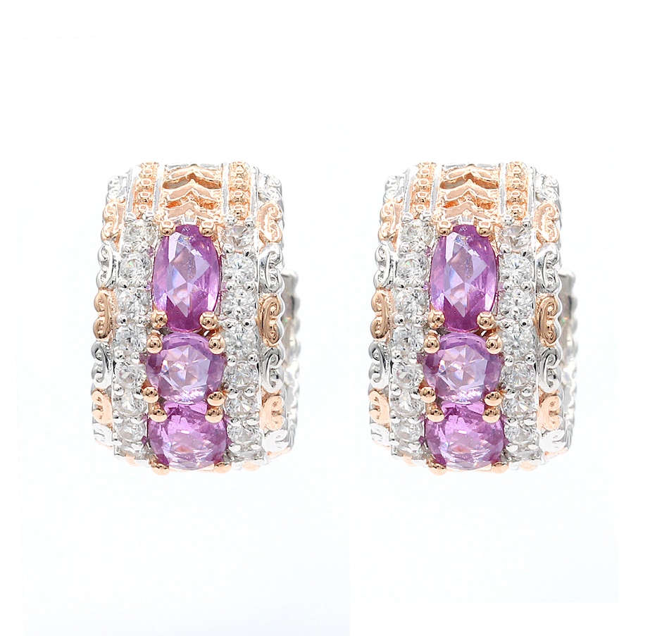 Image 746213.jpg, Product 746-213 / Price $229.99, Gems en Vogue Palladium Silver Lilac Sapphire and White Zircon Hoop Earrings from Gems En Vogue on TSC.ca's Jewellery department