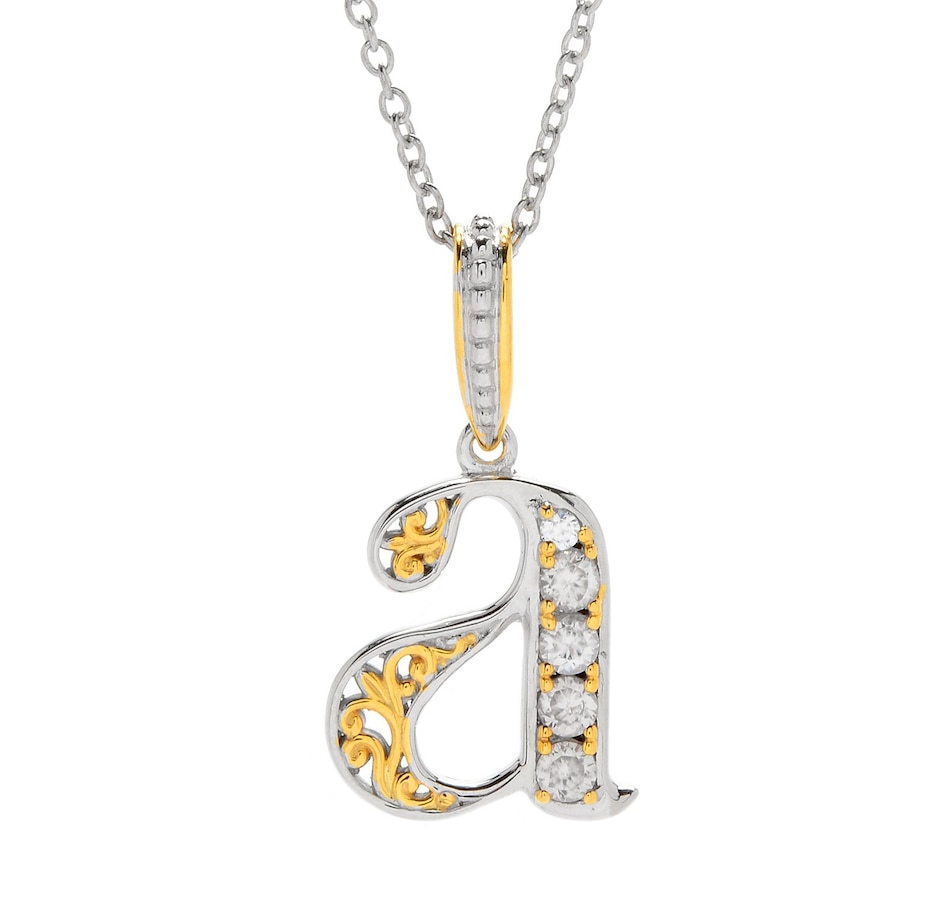 Image 746227_A.jpg, Product 746-227 / Price $139.99, Gems en Vogue Palladium Silver White Zircon Initial Pendant with Chain from Gems En Vogue on TSC.ca's Jewellery department
