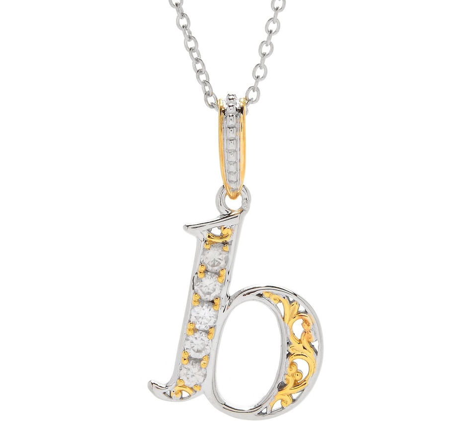 Image 746227_B.jpg, Product 746-227 / Price $139.99, Gems en Vogue Palladium Silver White Zircon Initial Pendant with Chain from Gems En Vogue on TSC.ca's Jewellery department