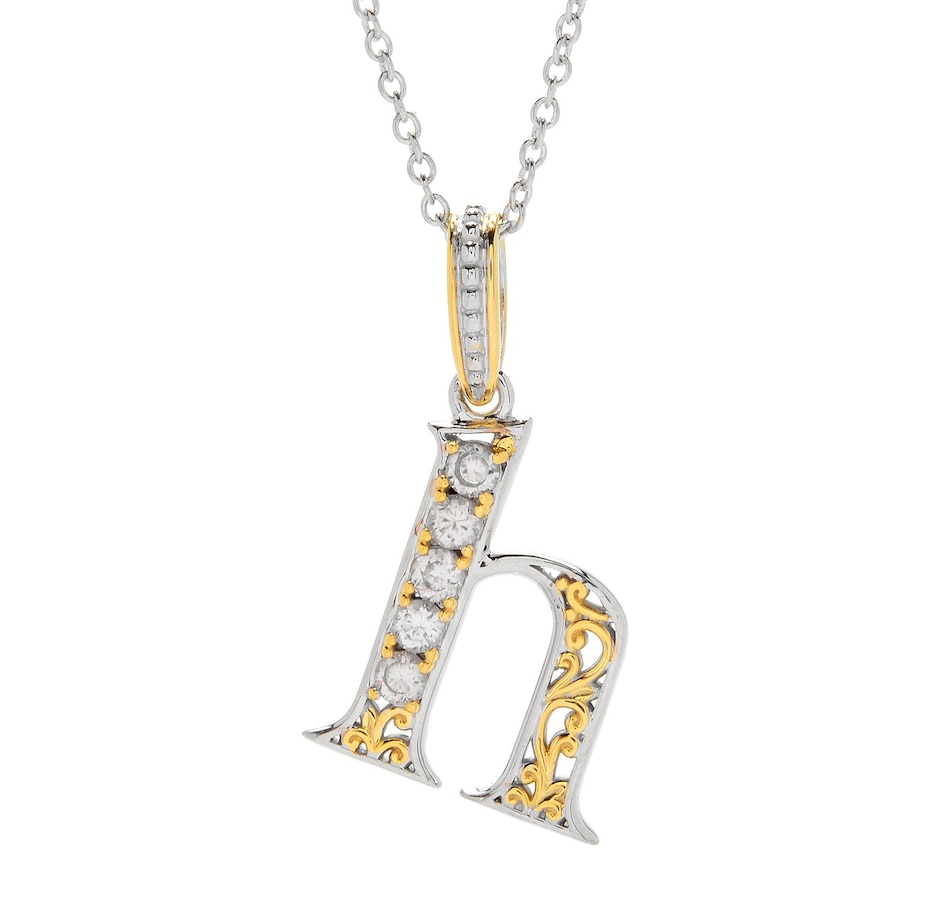 Image 746227_H.jpg, Product 746-227 / Price $139.99, Gems en Vogue Palladium Silver White Zircon Initial Pendant with Chain from Gems En Vogue on TSC.ca's Jewellery department