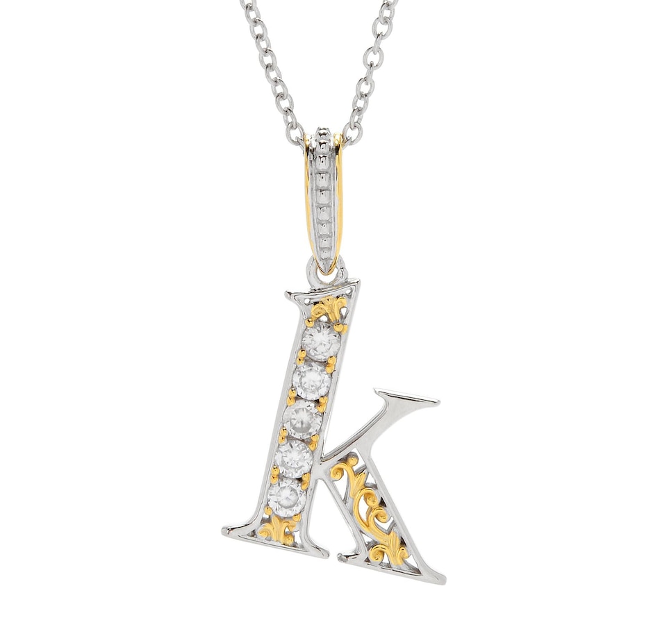 Image 746227_K.jpg, Product 746-227 / Price $139.99, Gems en Vogue Palladium Silver White Zircon Initial Pendant with Chain from Gems En Vogue on TSC.ca's Jewellery department