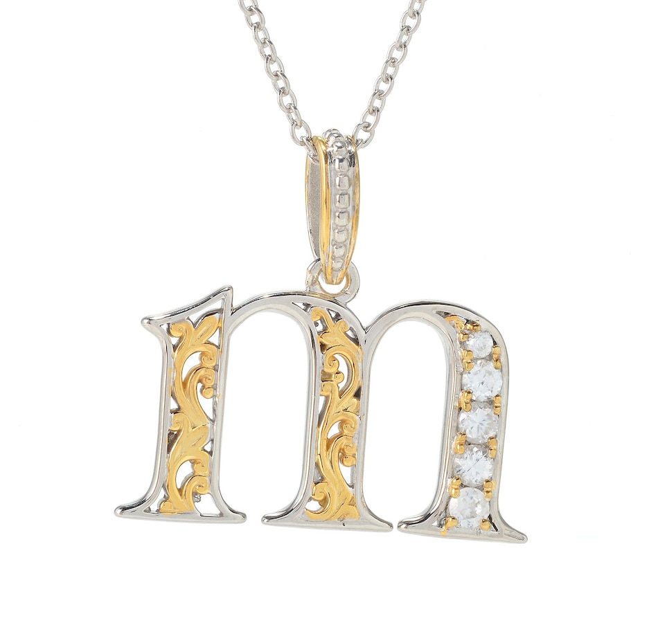 Image 746227_LTRM.jpg, Product 746-227 / Price $139.99, Gems en Vogue Palladium Silver White Zircon Initial Pendant with Chain from Gems En Vogue on TSC.ca's Jewellery department