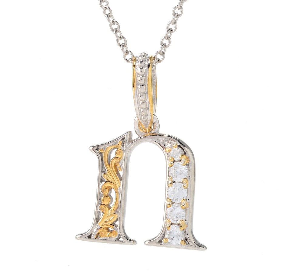 Image 746227_N.jpg, Product 746-227 / Price $139.99, Gems en Vogue Palladium Silver White Zircon Initial Pendant with Chain from Gems En Vogue on TSC.ca's Jewellery department