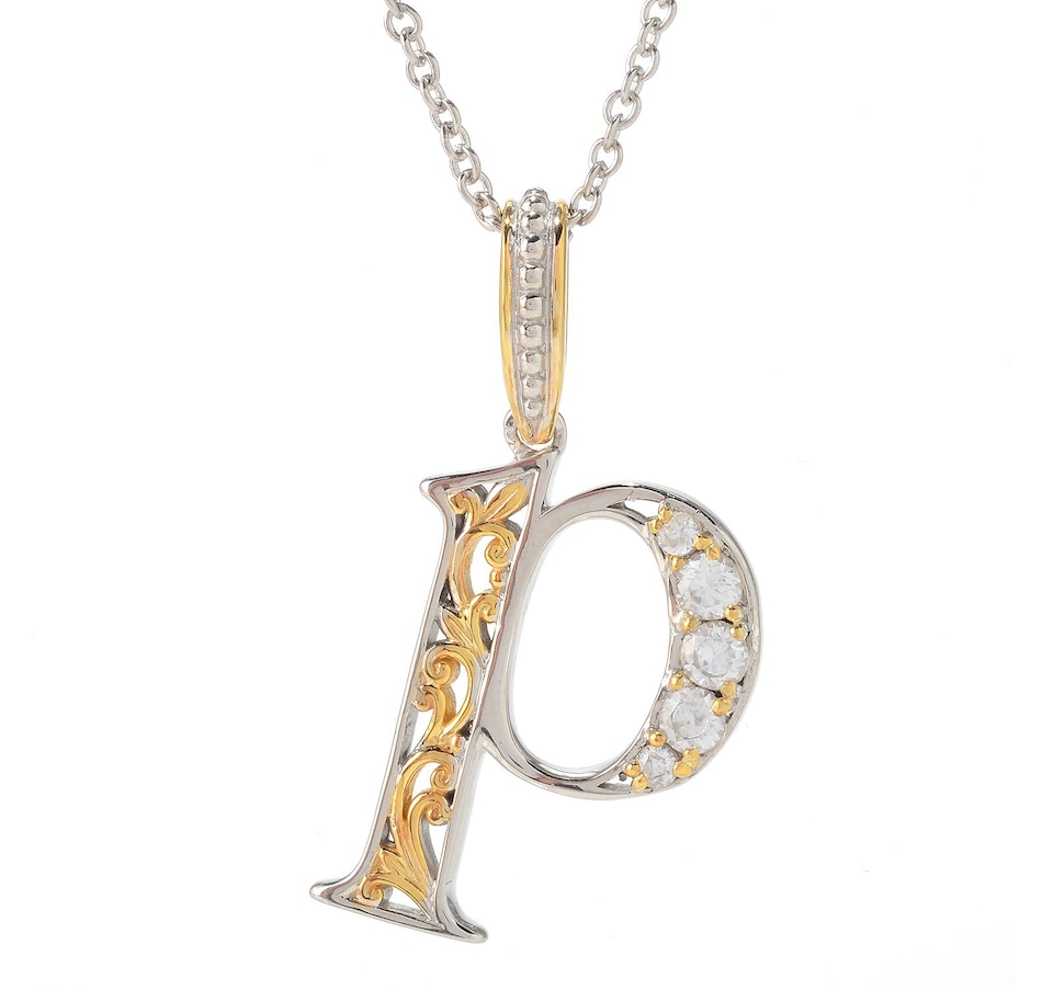 Image 746227_P.jpg, Product 746-227 / Price $139.99, Gems en Vogue Palladium Silver White Zircon Initial Pendant with Chain from Gems En Vogue on TSC.ca's Jewellery department