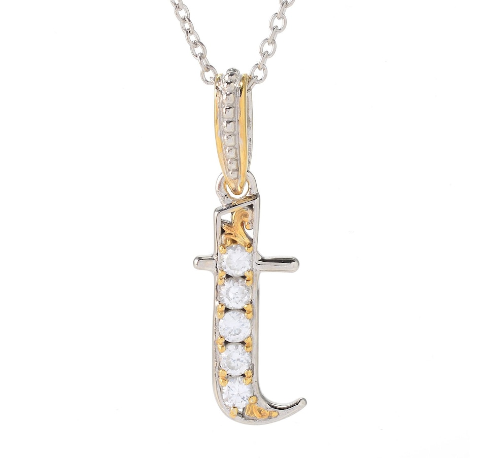 Image 746227_T.jpg, Product 746-227 / Price $139.99, Gems en Vogue Palladium Silver White Zircon Initial Pendant with Chain from Gems En Vogue on TSC.ca's Jewellery department
