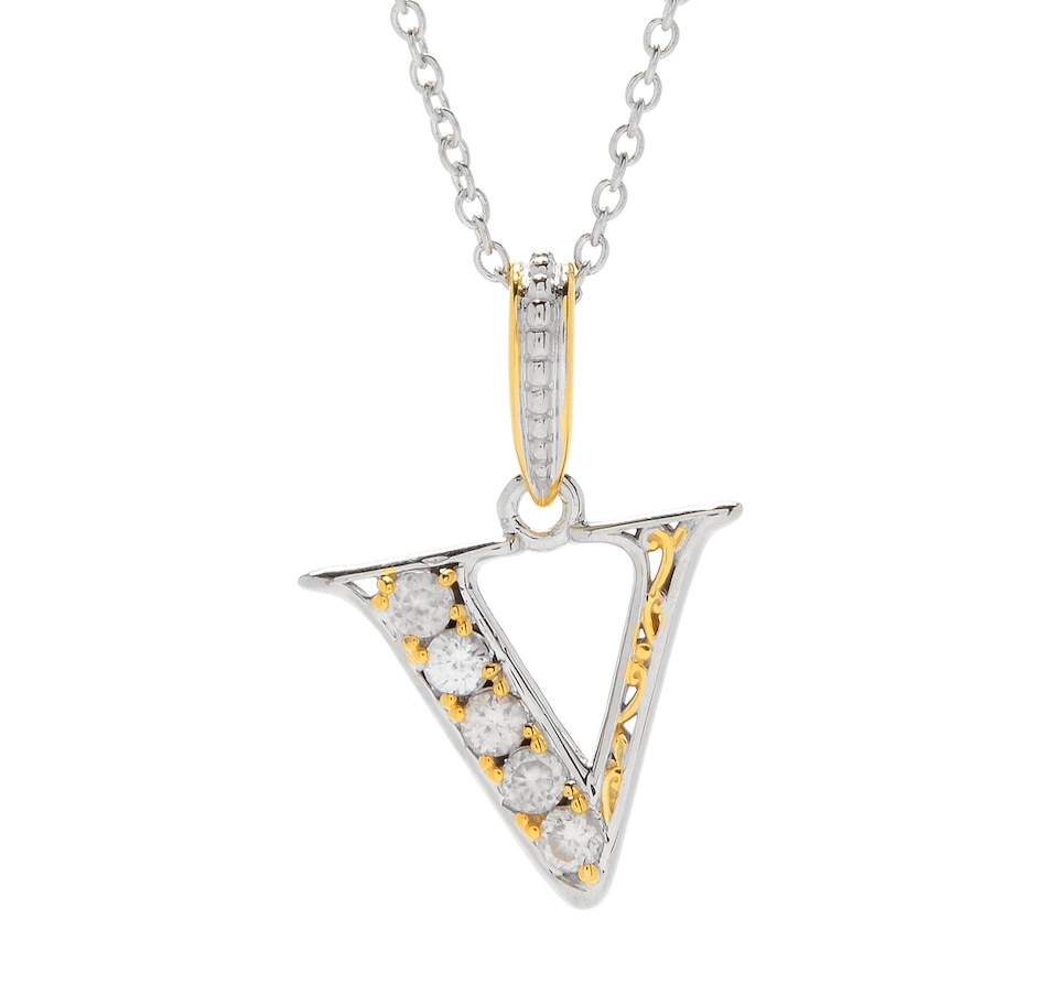 Image 746227_V.jpg, Product 746-227 / Price $139.99, Gems en Vogue Palladium Silver White Zircon Initial Pendant with Chain from Gems En Vogue on TSC.ca's Jewellery department