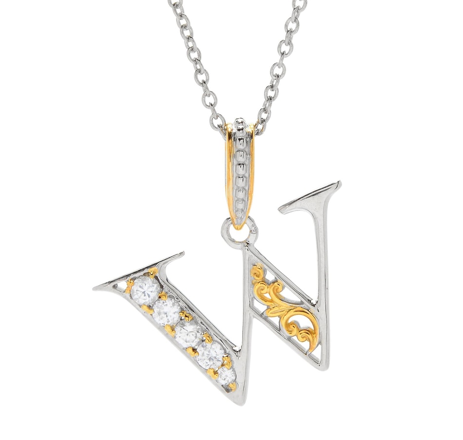Image 746227_W.jpg, Product 746-227 / Price $139.99, Gems en Vogue Palladium Silver White Zircon Initial Pendant with Chain from Gems En Vogue on TSC.ca's Jewellery department