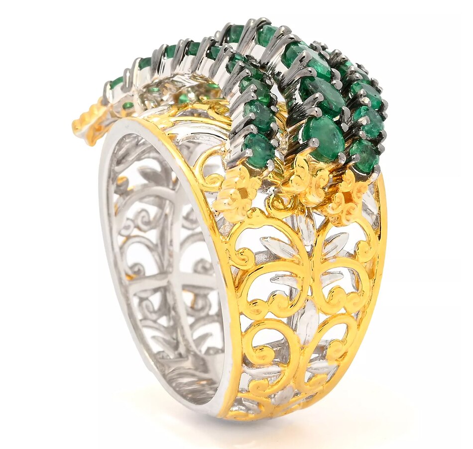 Gems en Vogue Palladium Silver Grizzly Emerald Highway Flipping Ring ...
