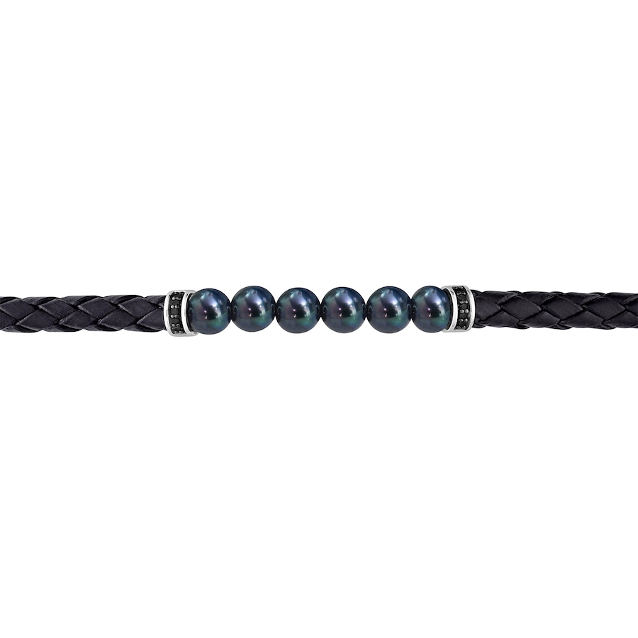 Image 746250_ALTMORE3.jpg, Product 746-250 / Price $219.99, Amour Pearls Gents Black Cultured Freshwater Braid Black Leather Bracelet with Black Diamonds in Silver Black Rhodium from Amour Pearls on TSC.ca's Jewellery department