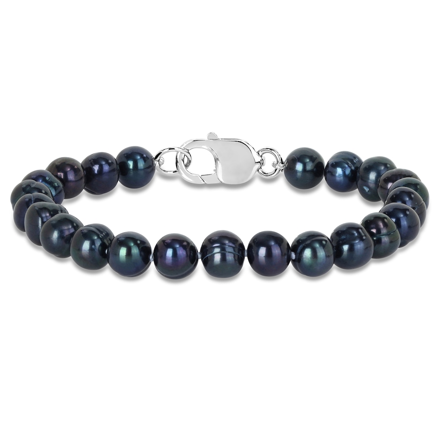 Image 746253.jpg, Product 746-253 / Price $119.99, Amour Pearls Gents Black Freshwater Cultured Pearl Bracelet with Large Silver Clasp from Amour Pearls on TSC.ca's Jewellery department