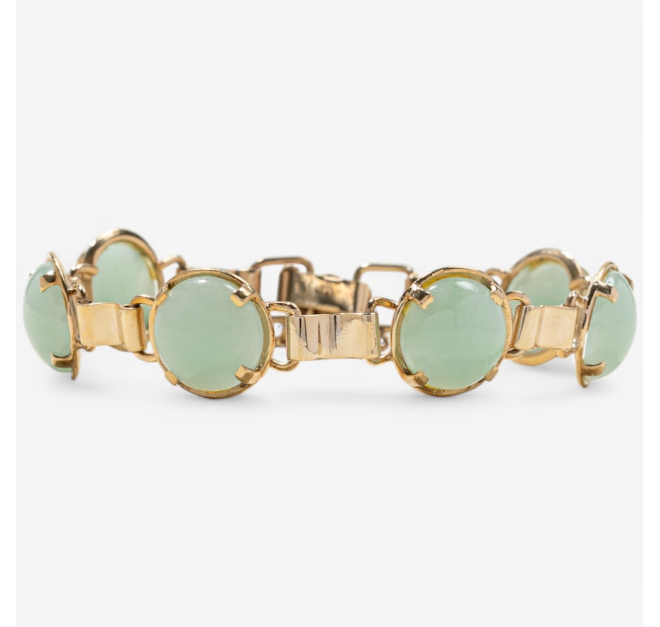 Image 746254.jpg, Product 746-254 / Price $2,295.00, Estate Originals 14K Yellow Gold 7.5" Round Cabochon-Cut Jadeite Jade Bracelet from Estate Originals on TSC.ca's Jewellery department