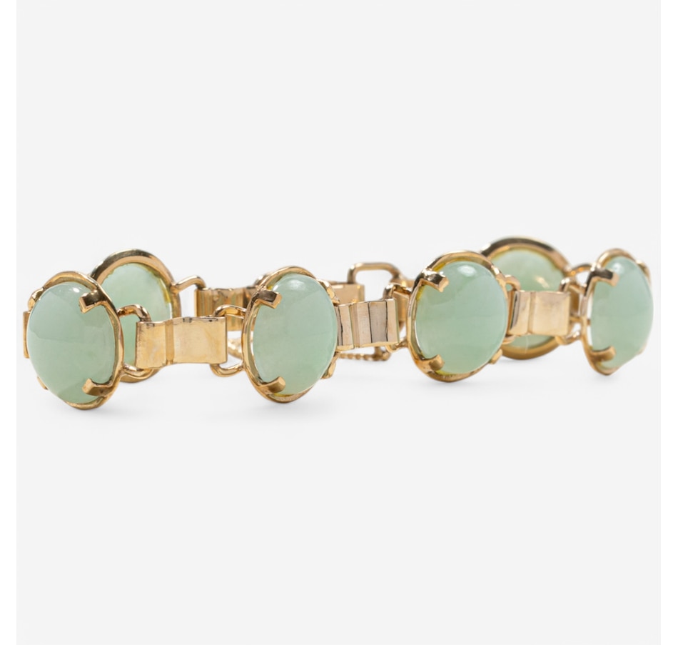 Image 746254_ALTMORE1.jpg, Product 746-254 / Price $2,295.00, Estate Originals 14K Yellow Gold 7.5" Round Cabochon-Cut Jadeite Jade Bracelet from Estate Originals on TSC.ca's Jewellery department