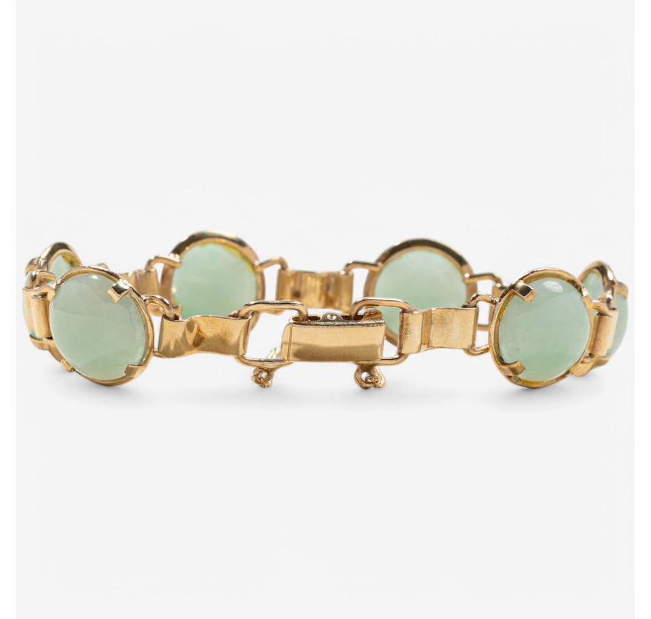Image 746254_ALTMORE2.jpg, Product 746-254 / Price $2,295.00, Estate Originals 14K Yellow Gold 7.5" Round Cabochon-Cut Jadeite Jade Bracelet from Estate Originals on TSC.ca's Jewellery department