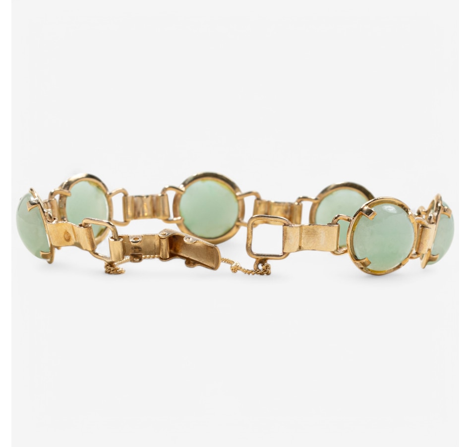 Image 746254_ALTMORE3.jpg, Product 746-254 / Price $2,295.00, Estate Originals 14K Yellow Gold 7.5" Round Cabochon-Cut Jadeite Jade Bracelet from Estate Originals on TSC.ca's Jewellery department