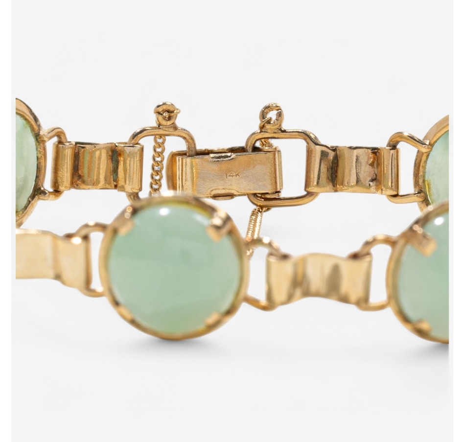 Image 746254_ALTMORE4.jpg, Product 746-254 / Price $2,295.00, Estate Originals 14K Yellow Gold 7.5" Round Cabochon-Cut Jadeite Jade Bracelet from Estate Originals on TSC.ca's Jewellery department