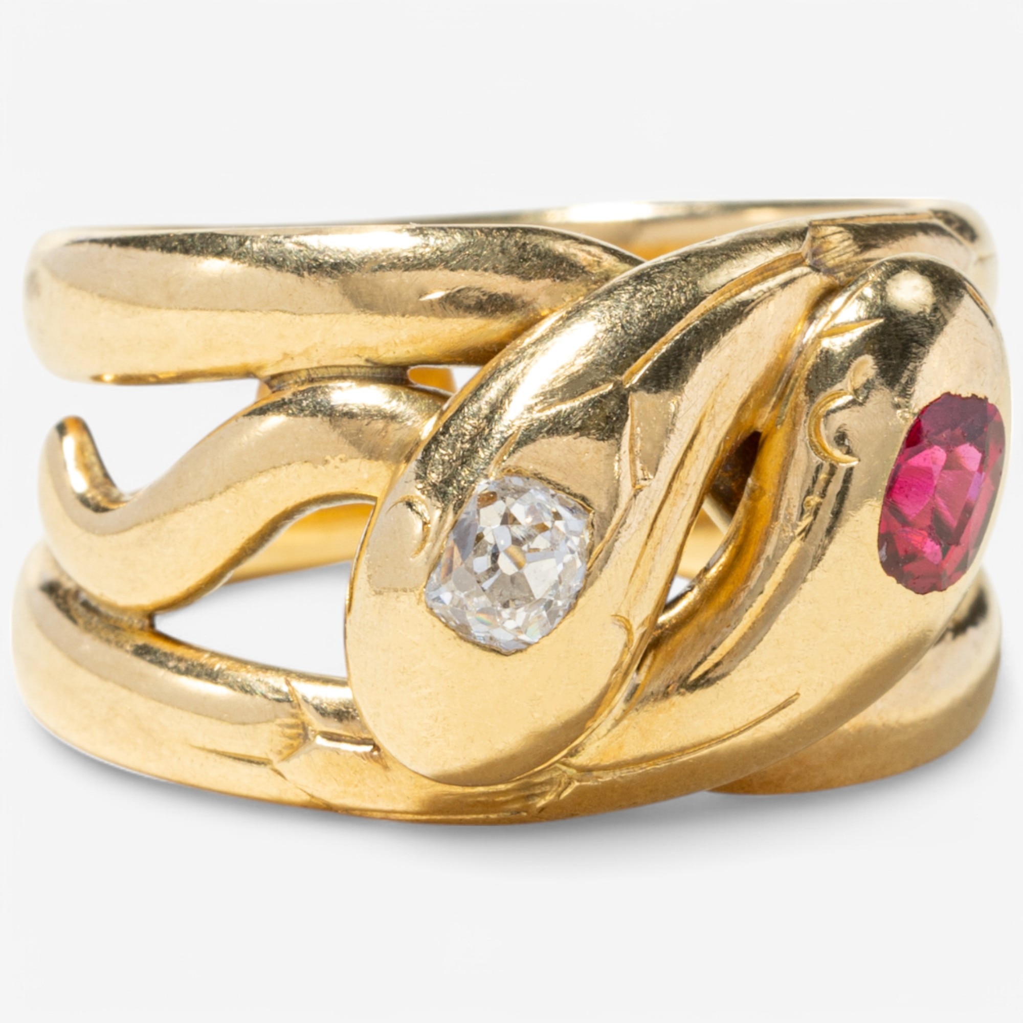 Estate Originals Victorian 18K Yellow Gold Ruby and Old Cut