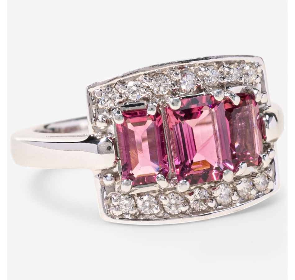 Image 746307_ALTMORE1.jpg, Product 746-307 / Price $2,795.00, Estate Originals 14K White Gold Three-Stone Pink Tourmaline and Diamond Ring from Estate Originals on TSC.ca's Jewellery department
