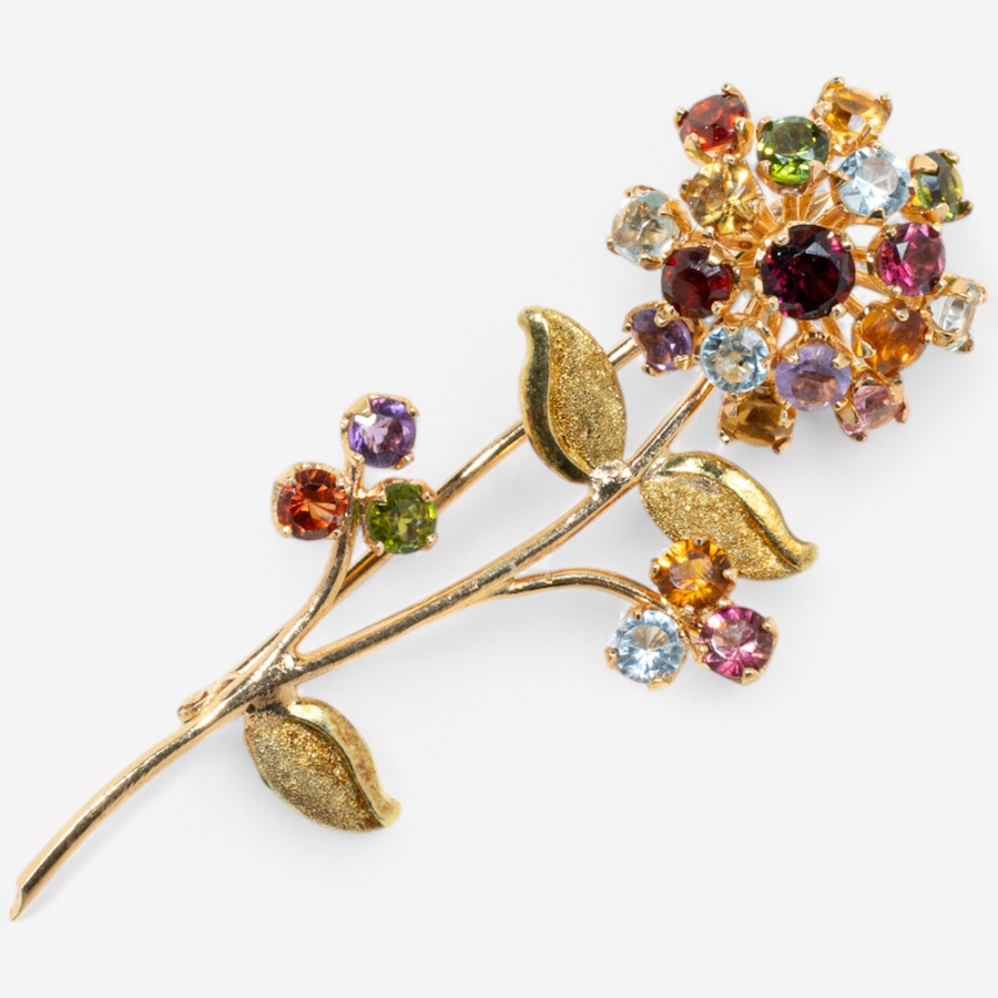 Image 746326_ALTMORE2.jpg, Product 746-326 / Price $2,195.00, Estate Originals 18K Yellow Gold Multi-Gem Flower Brooch from Estate Originals on TSC.ca's Jewellery department