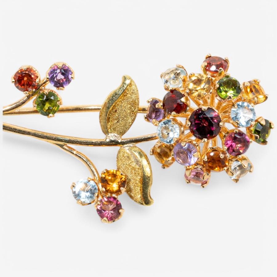 Image 746326_ALTMORE3.jpg, Product 746-326 / Price $2,195.00, Estate Originals 18K Yellow Gold Multi-Gem Flower Brooch from Estate Originals on TSC.ca's Jewellery department