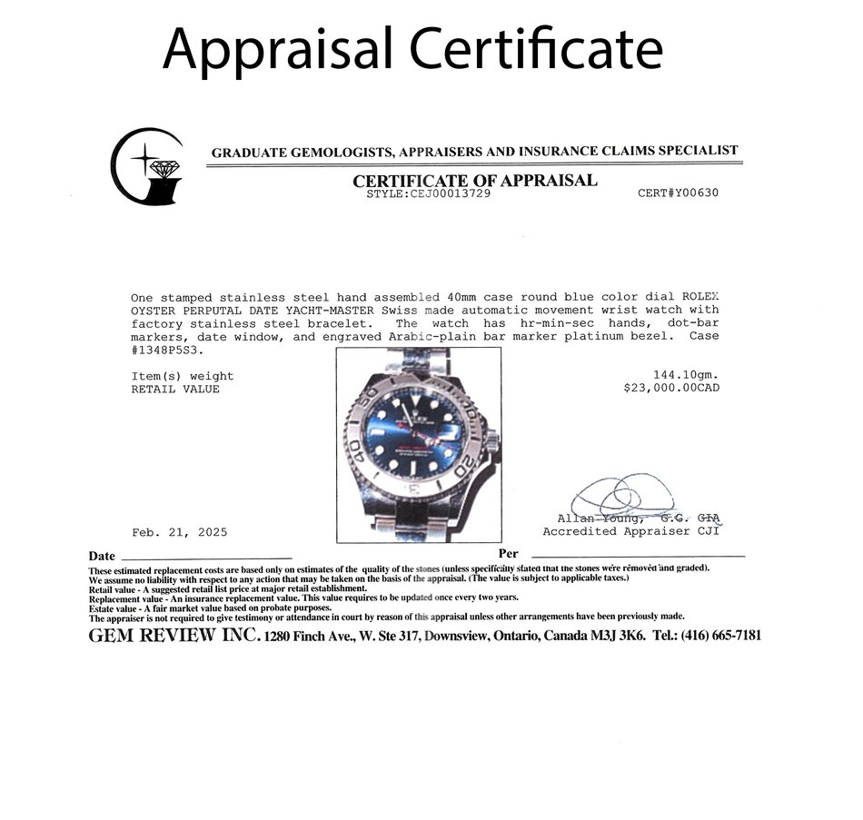 Image 746335_ALTMORE6.jpg, Product 746-335 / Price $20,995.00, Estate Originals Stainless steel and Platinum Rolex Oyster Perpetual Date Yacht-Master Swiss-Made Wristwatch from Estate Originals on TSC.ca's Jewellery department