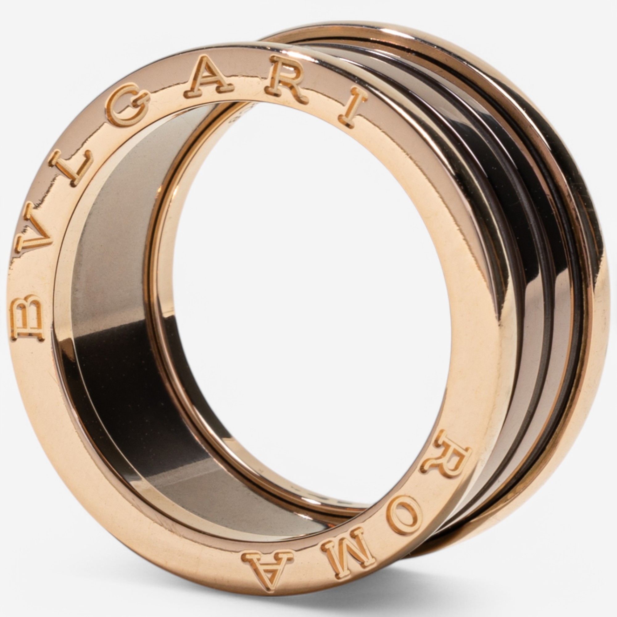 Estate Originals 18K Rose Gold Bvlgari Roma B. Zero Ceramic Ring