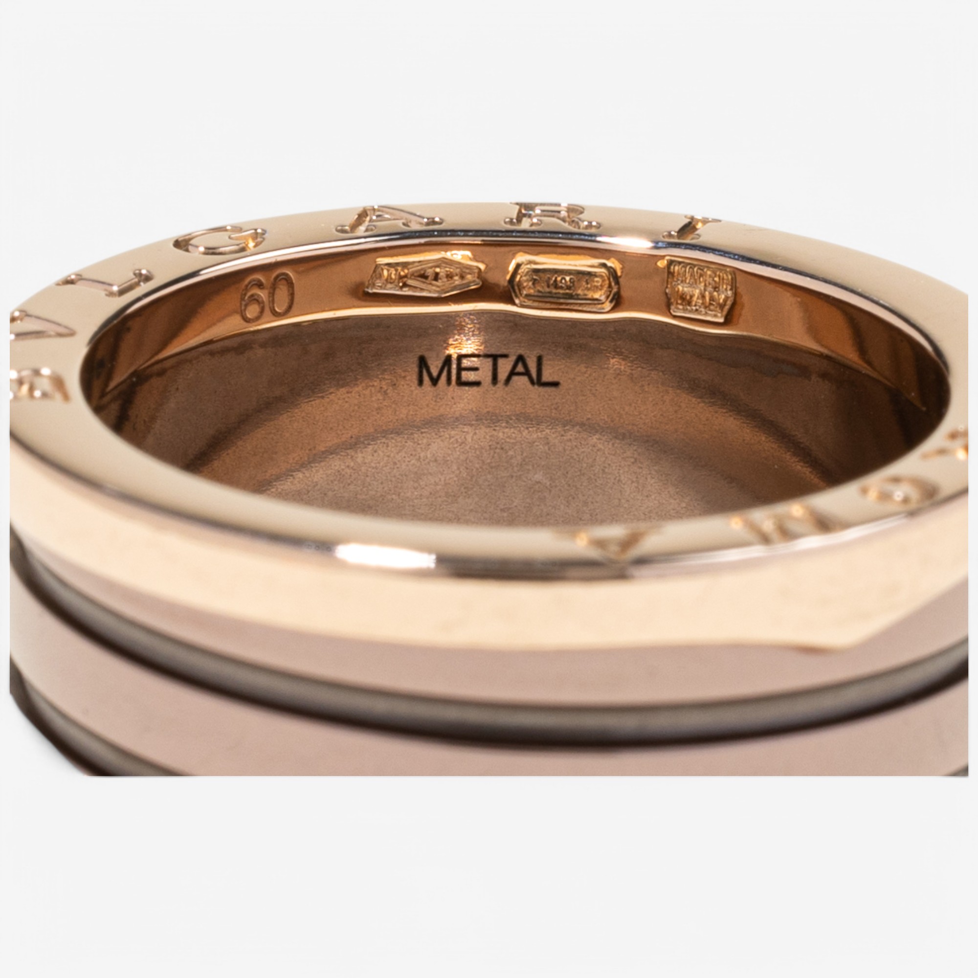 Estate Originals 18K Rose Gold Bvlgari Roma B. Zero Ceramic Ring