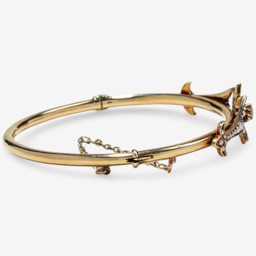 Image 746353_ALTMORE2.jpg, Product 746-353 / Price $3,295.00, Estate Originals 14K Yellow Gold Seed Pearl and Old European-Cut Diamond Bangle Bracelet from Estate Originals on TSC.ca's Jewellery department