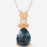 Gems En Vogue Palladium Silver Concave Cut London Blue Topaz & White Zircon Pendant