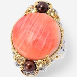 Gems En Vogue Palladium Silver Spiny Oyster, Peacock Chocolate Pearl & Citrine Ring