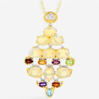 Gems en Vogue Palladium Silver Ethiopian Opal and Multi Gemstone Pendant