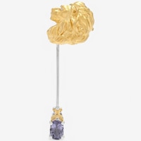 Gems En Vogue Palladium Silver Blue Amethyst & Diamond Lion Pin/Brooch