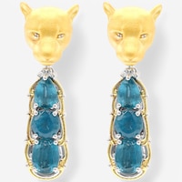 Gems En Vogue Palladium Silver Teal Kyanite Panter Drop Earrings