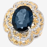 Gems en Vogue Palladium Silver London Blue Topaz and White Zircon Ring
