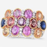 Gems En Vogue Palladium Silver Multi Sapphire Ring