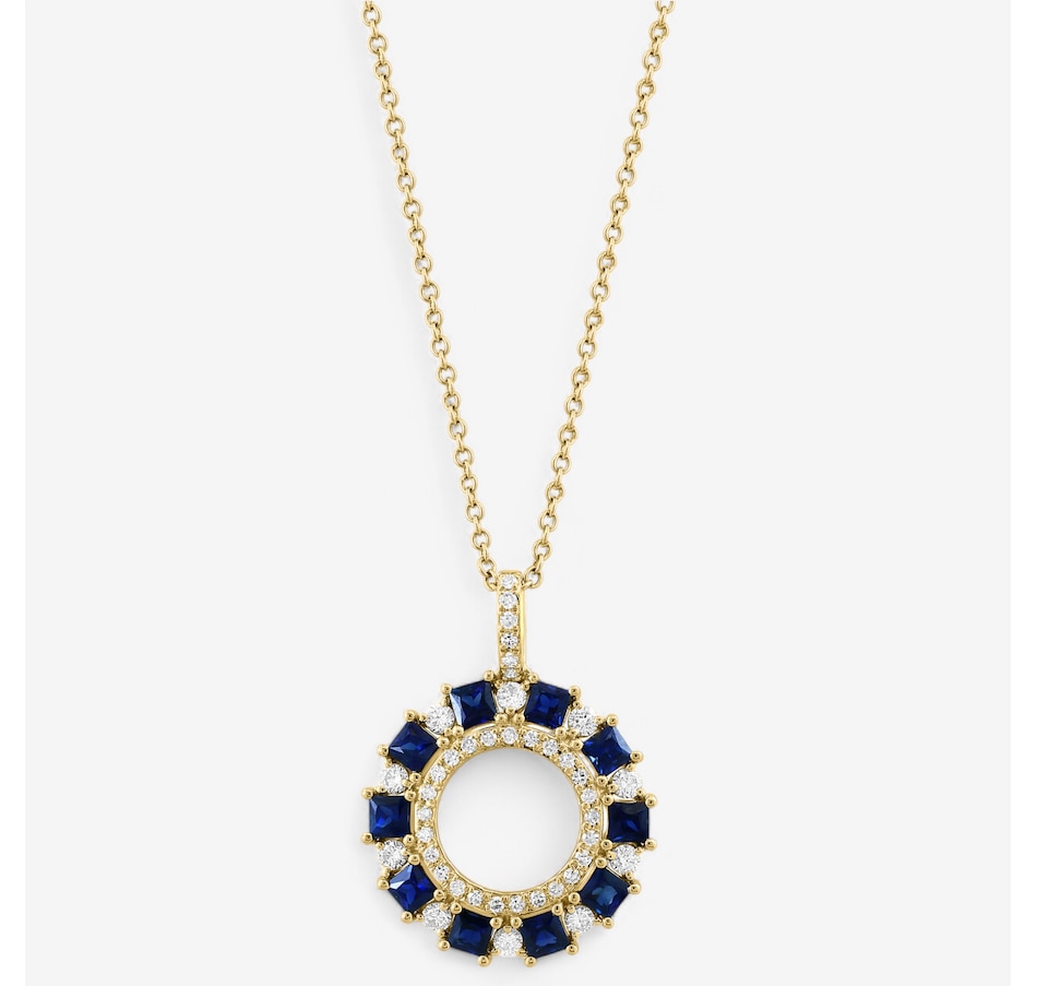 Image 746545.jpg, Product 746-545 / Price $2,799.99, EFFY 14K Yellow Gold Blue Sapphire & Diamond Circle Pendant with Chain from Effy Jewellery on TSC.ca's Jewellery department