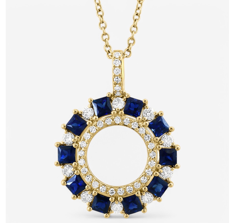Image 746545_ALTMORE1.jpg, Product 746-545 / Price $2,799.99, EFFY 14K Yellow Gold Blue Sapphire & Diamond Circle Pendant with Chain from Effy Jewellery on TSC.ca's Jewellery department