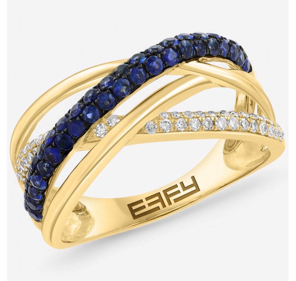 Image 746548.jpg, Product 746-548 / Price $1,799.99, EFFY 14K Yellow Gold Blue Sapphire & Diamond Crossover Ring from Effy Jewellery on TSC.ca's Jewellery department
