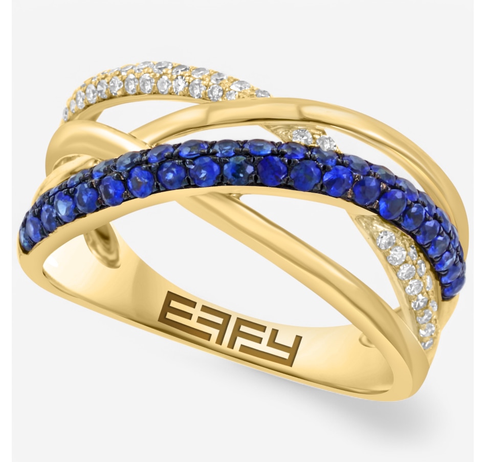 Image 746548_ALTMORE1.jpg, Product 746-548 / Price $1,799.99, EFFY 14K Yellow Gold Blue Sapphire & Diamond Crossover Ring from Effy Jewellery on TSC.ca's Jewellery department