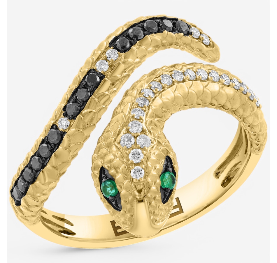 Image 746549.jpg, Product 746-549 / Price $2,699.99, EFFY 14K Yellow Gold Emerald, Black & White Diamond Snake Ring from Effy Jewellery on TSC.ca's Jewellery department