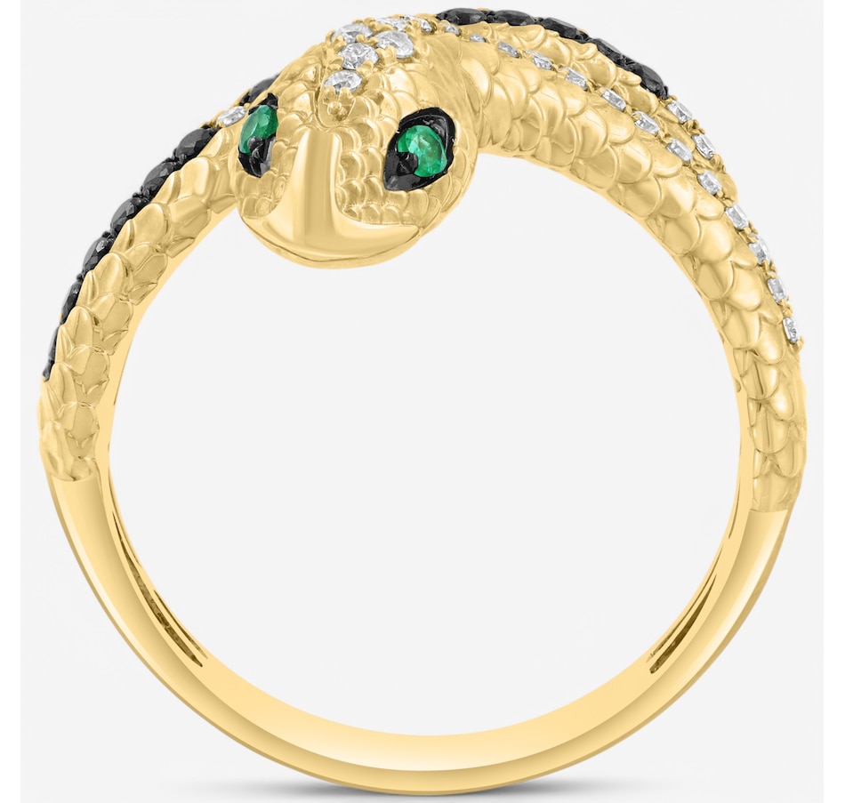 Image 746549_ALTMORE2.jpg, Product 746-549 / Price $2,699.99, EFFY 14K Yellow Gold Emerald, Black & White Diamond Snake Ring from Effy Jewellery on TSC.ca's Jewellery department