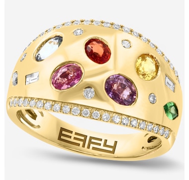 EFFY 14K Yellow Gold Multi Gemstone & Diamond Ring