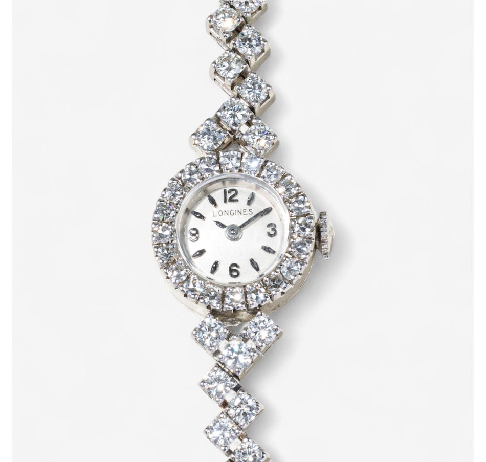 Image 746589.jpg, Product 746-589 / Price $13,995.00, Estate Originals 18K White Gold Longines Watch with 5.07 Carats of Diamonds from Estate Originals on TSC.ca's Jewellery department
